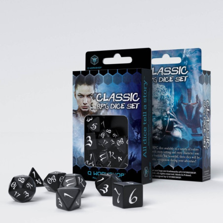 Classic RPG Black & white Dice Set (7)