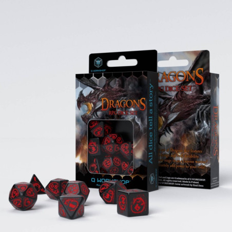 Dragons Black & red Dice Set (7)