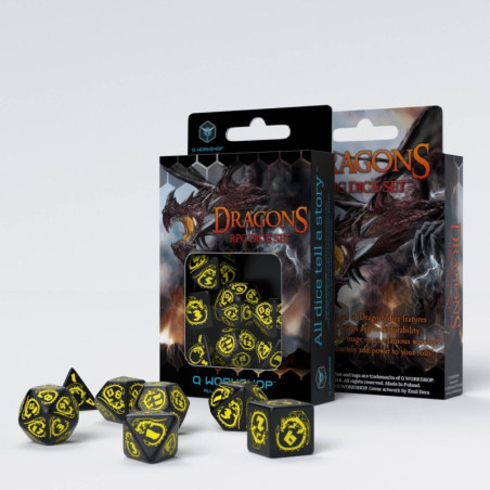 Dragons Black & yellow Dice Set (7)