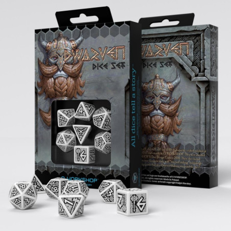 Dwarven White & black Dice Set (7)