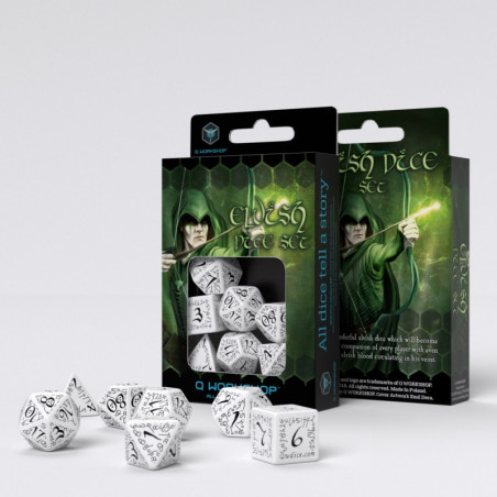 Elvish White & black Dice Set (7)