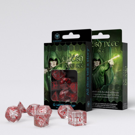 Elvish Translucent & red Dice Set (7)