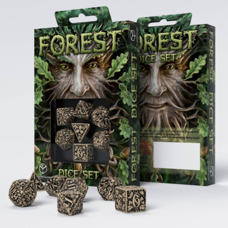 Forest 3D Beige & black Dice Set (7)