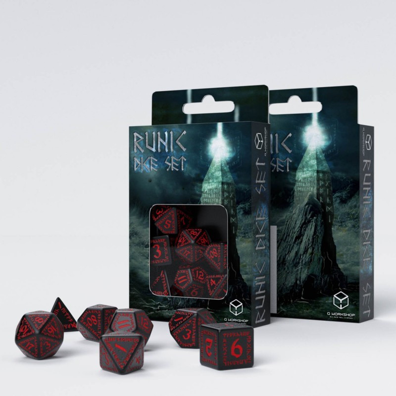 Runic Black & red Dice Set (7)