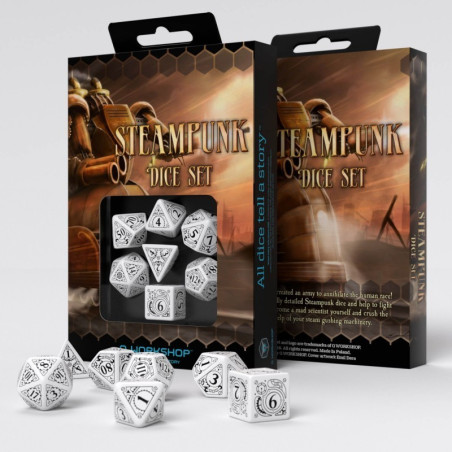 Steampunk White & black Dice Set (7)