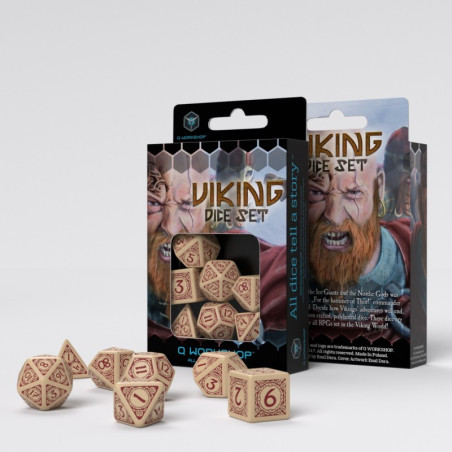 Viking Beige & burgundy Dice Set (7)