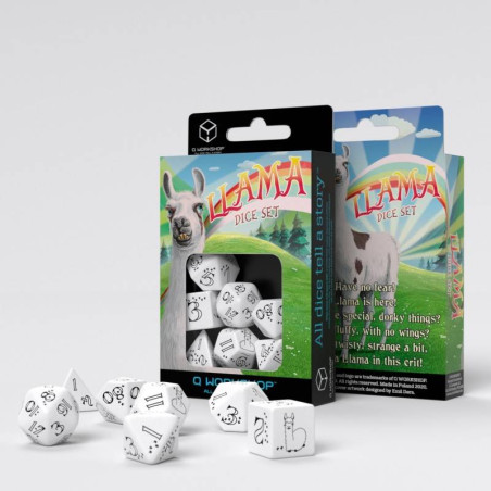 Bright Llama Dice Set (White & Black)