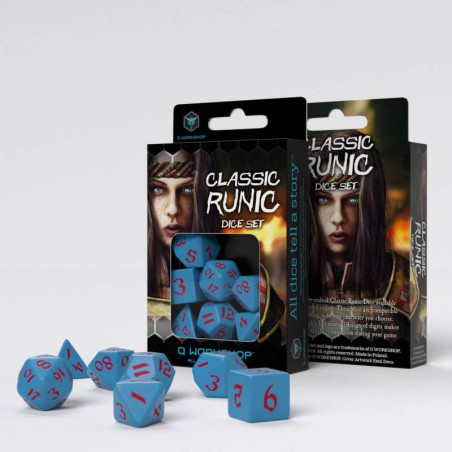 Classic Runic Blue & red Dice Set (7)