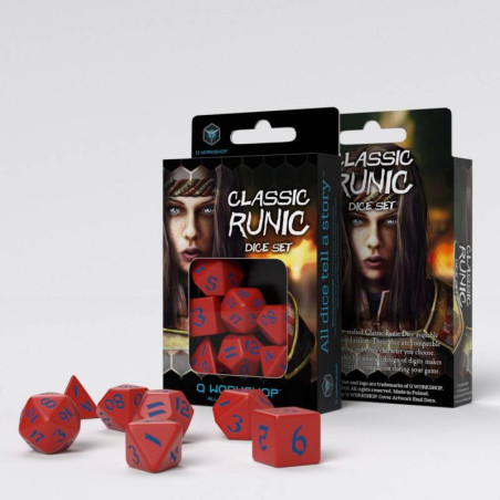 Classic Runic Red & blue Dice Set (7)