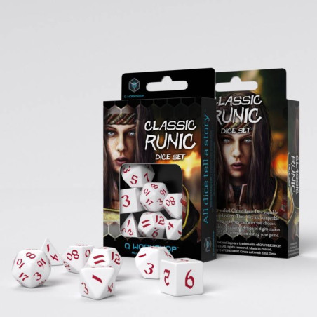 Classic Runic White & red Dice Set (7)