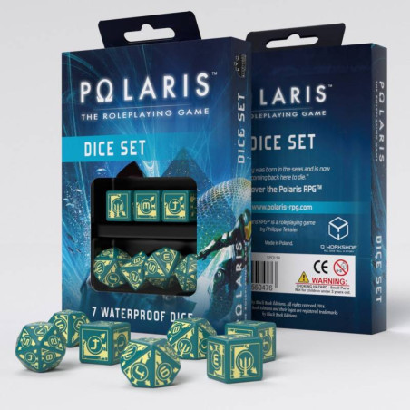 Polaris RPG Turquoise & light yellow dice, 3D6 +3D10 + 1D20 (7)