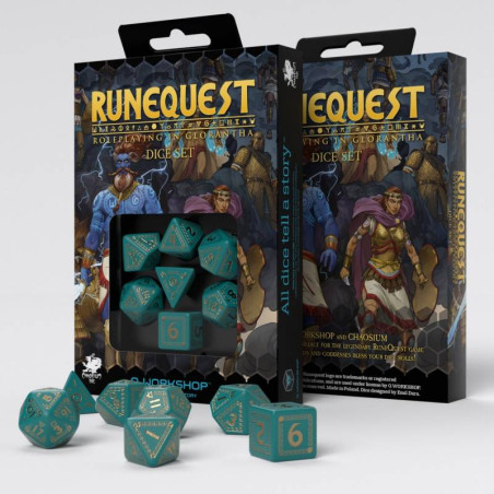 RuneQuest Turquoise & gold Dice Set (7)