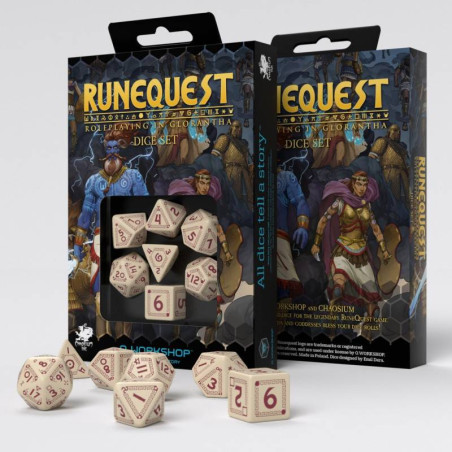 RuneQuest Beige & burgundy Dice Set (7)