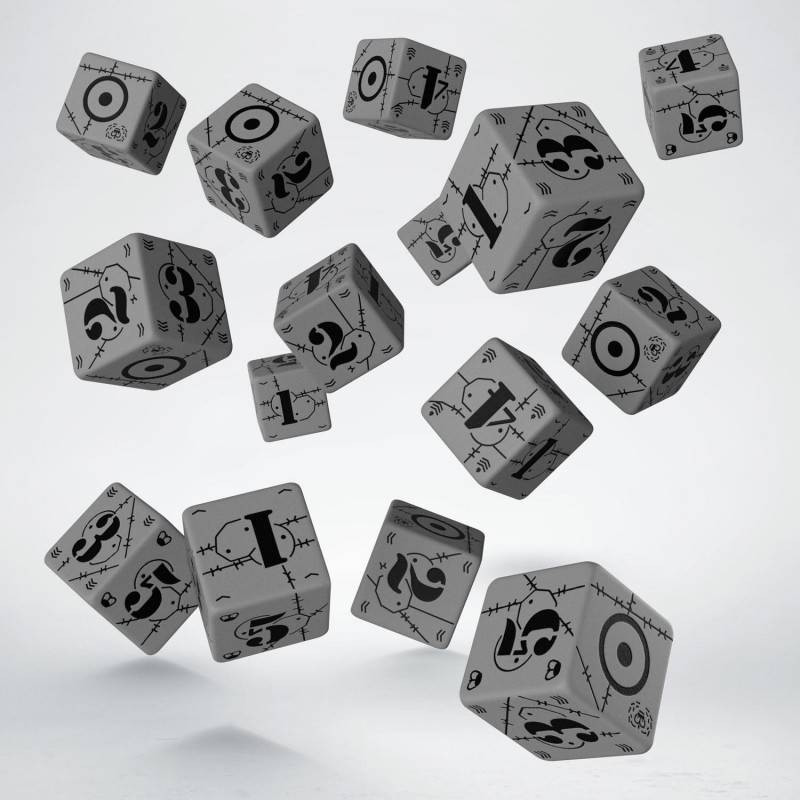 Battle United Kingdom Gray&  black D6 Dice (15)