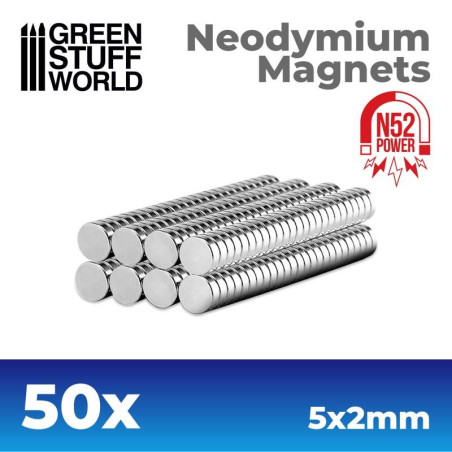 Imanes Neodimio 5x2mm - 50 unidades (N52)