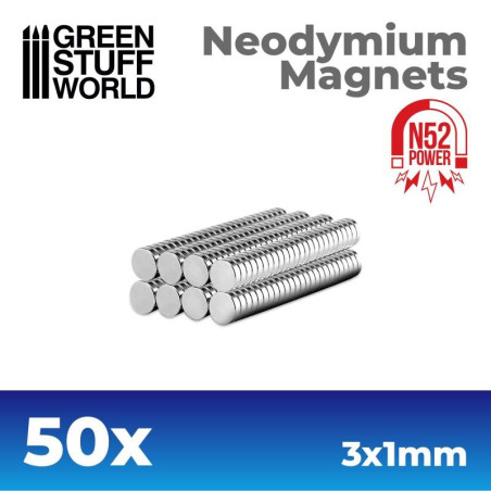 Imanes Neodimio 3x1mm - 50 unidades (N52)