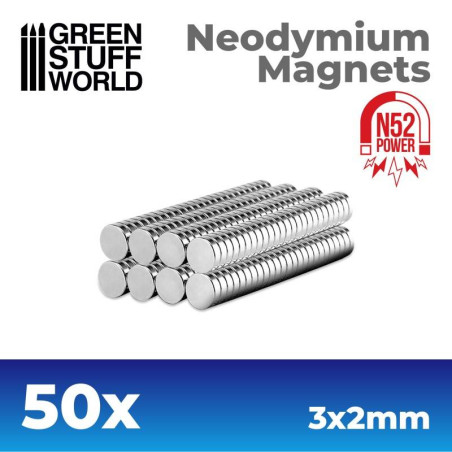 Imanes Neodimio 3x2mm - 50 unidades (N52)