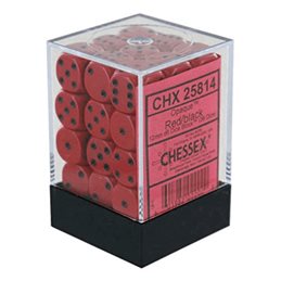Chessex Opaque 12mm d6 with pips Dice Blocks (36 Dice) - Red w/black