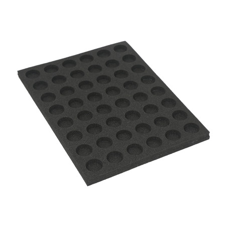 Tray for storing 48 miniatures on 25mm bases in vertical position