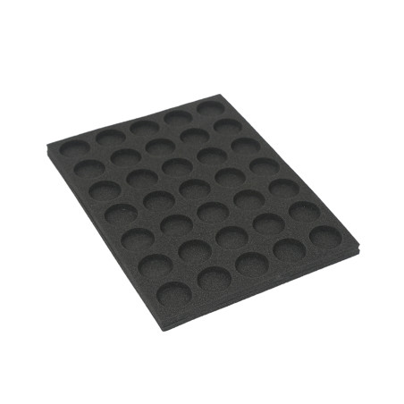 Tray for storing 35 miniatures on 32mm bases in vertical position