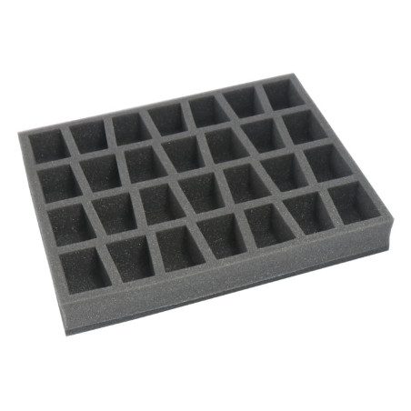 Foam tray for 28 miniatures on 40mm bases for old cases