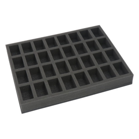 Foam tray for 32 miniatures on 32mm bases for old cases