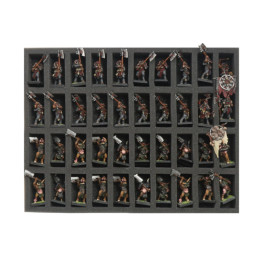 Foam tray for 40 miniatures on 25mm bases for old cases