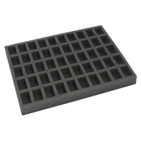 Foam tray for 50 miniatures on 25mm bases for old cases