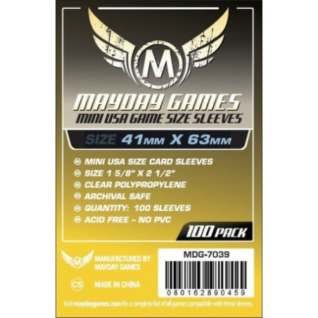 Mini USA Game Size Sleeves 41 X 63 MM (100 pack) (Yellow)