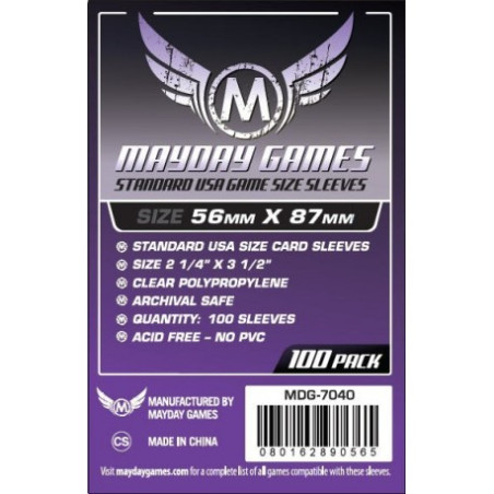 Standard USA Game Size Sleeves 56 MM X 87 MM (100 pack) (Purple)