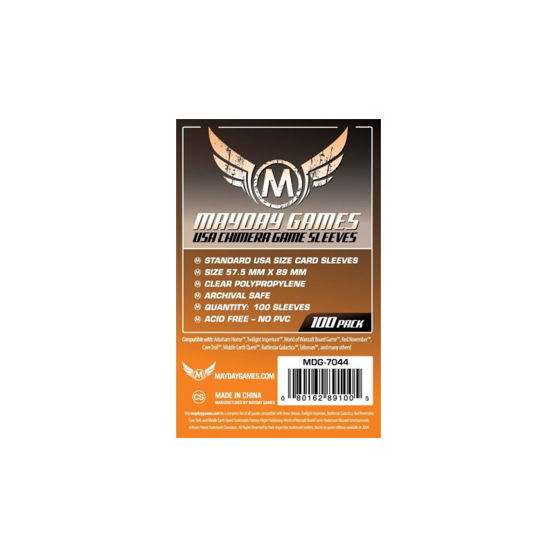 USA Chimera Game Sleeves 57.5 X 89 MM (100 pack) (Orange)