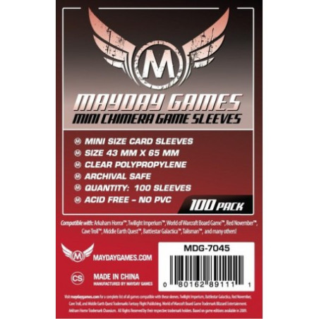 Mini Chimera Game Sleeves 43 X 65 MM (100 Pack) (Red)