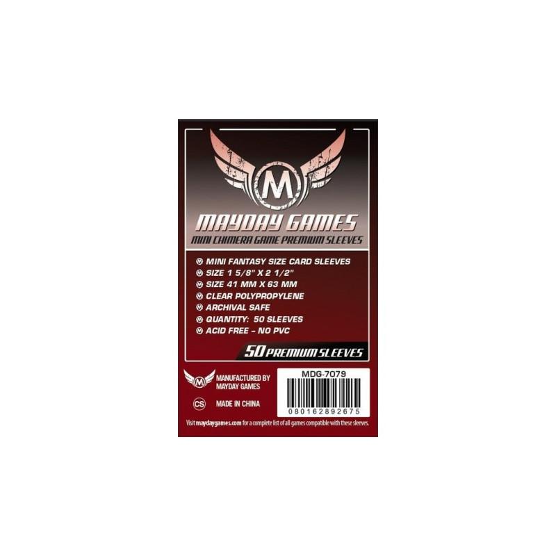 Premium Mini Chimera Game Sleeves 43 X 65 MM (50 Pack) (Dark Red)