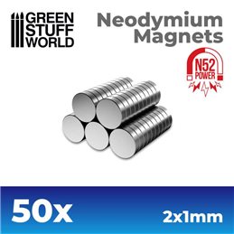 Imanes Neodimio 2x1mm - 50 unidades (N52)