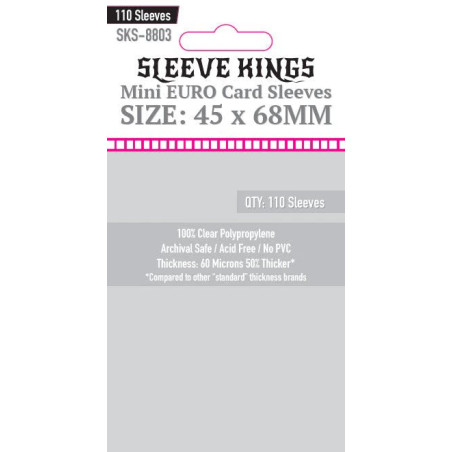 Sleeve Kings Mini Euro Card Sleeves (45x68mm) - 110 Pack, 60 Microns