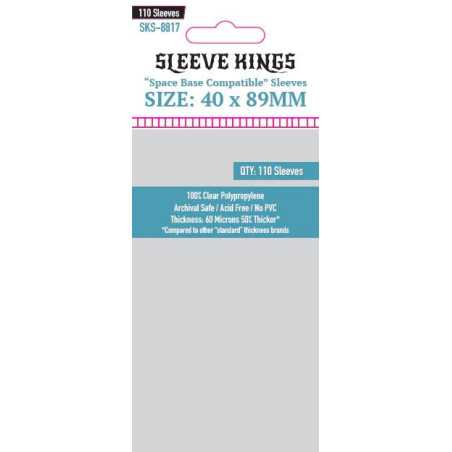 Sleeve Kings "Space Base Compatible" Sleeves (40x89mm) - 110 Pack, 60 Microns