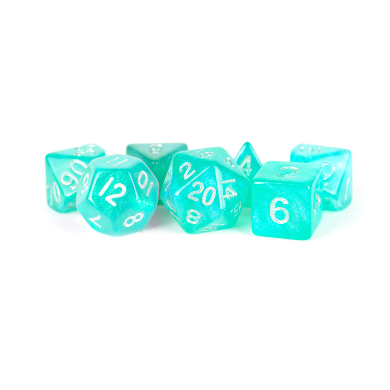 Stardust Turquoise 16mm Acrylic Polyhedral Set