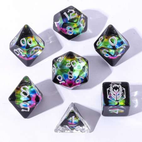 Wyrmforged Rollers Rounded Edge Resin Dragon's Eye Dice Set-Chromatic