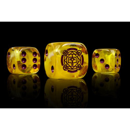 Sorcerer Kings Faction Dice on Grey and Magenta swirl Dice