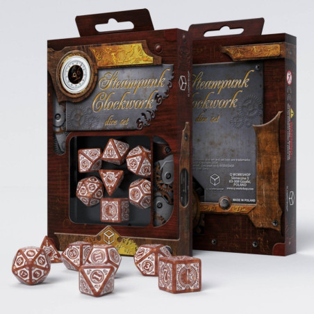 Steampunk Clockwork Caramel & white Dice Set (7)