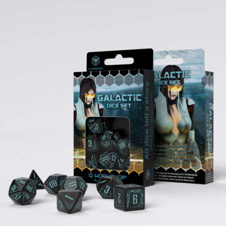 Galactic Black & blue Dice Set (7)