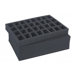Combi Box with 100 mm ratser and tray for 32 miniatures on 40mm bases